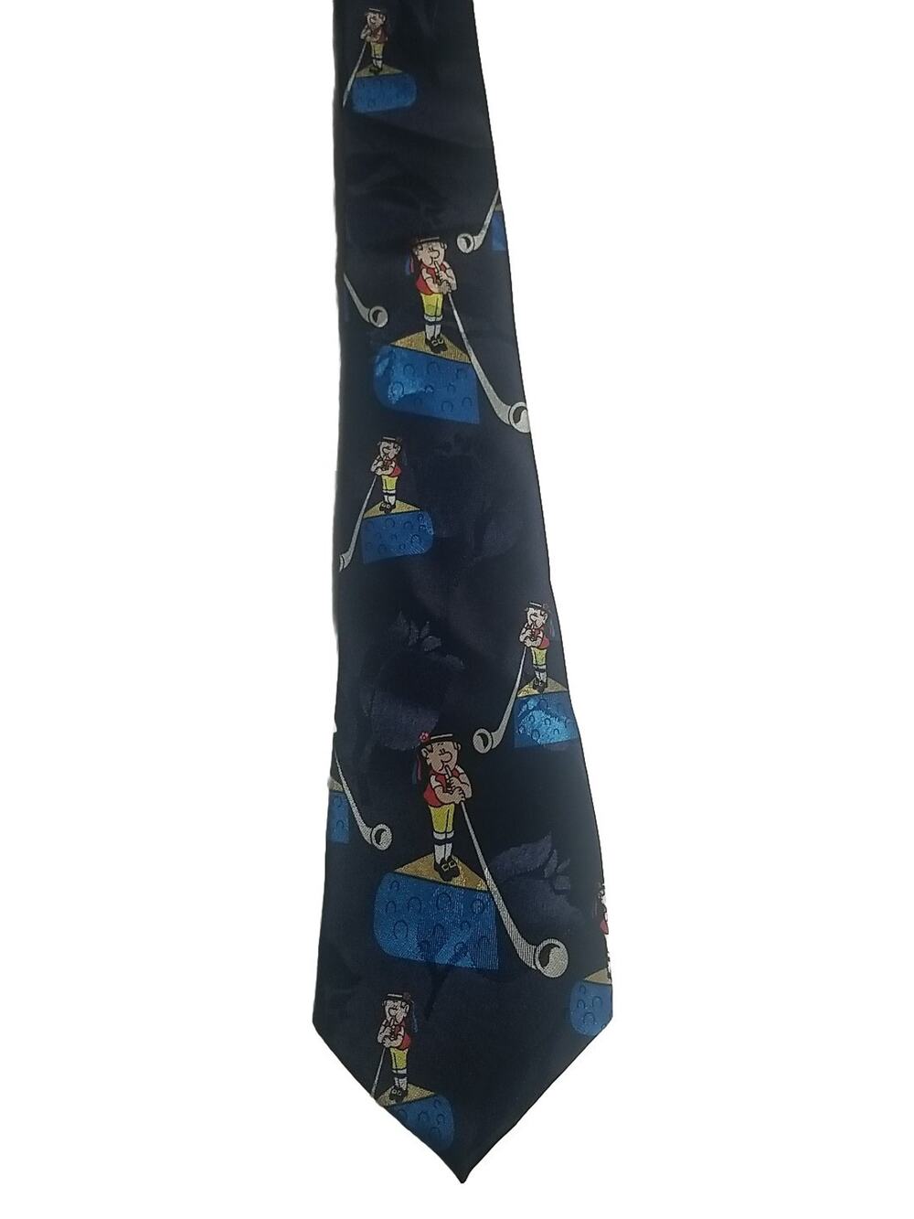 Vintage Simon Blue Cheese Horn Racecars Neck Tie